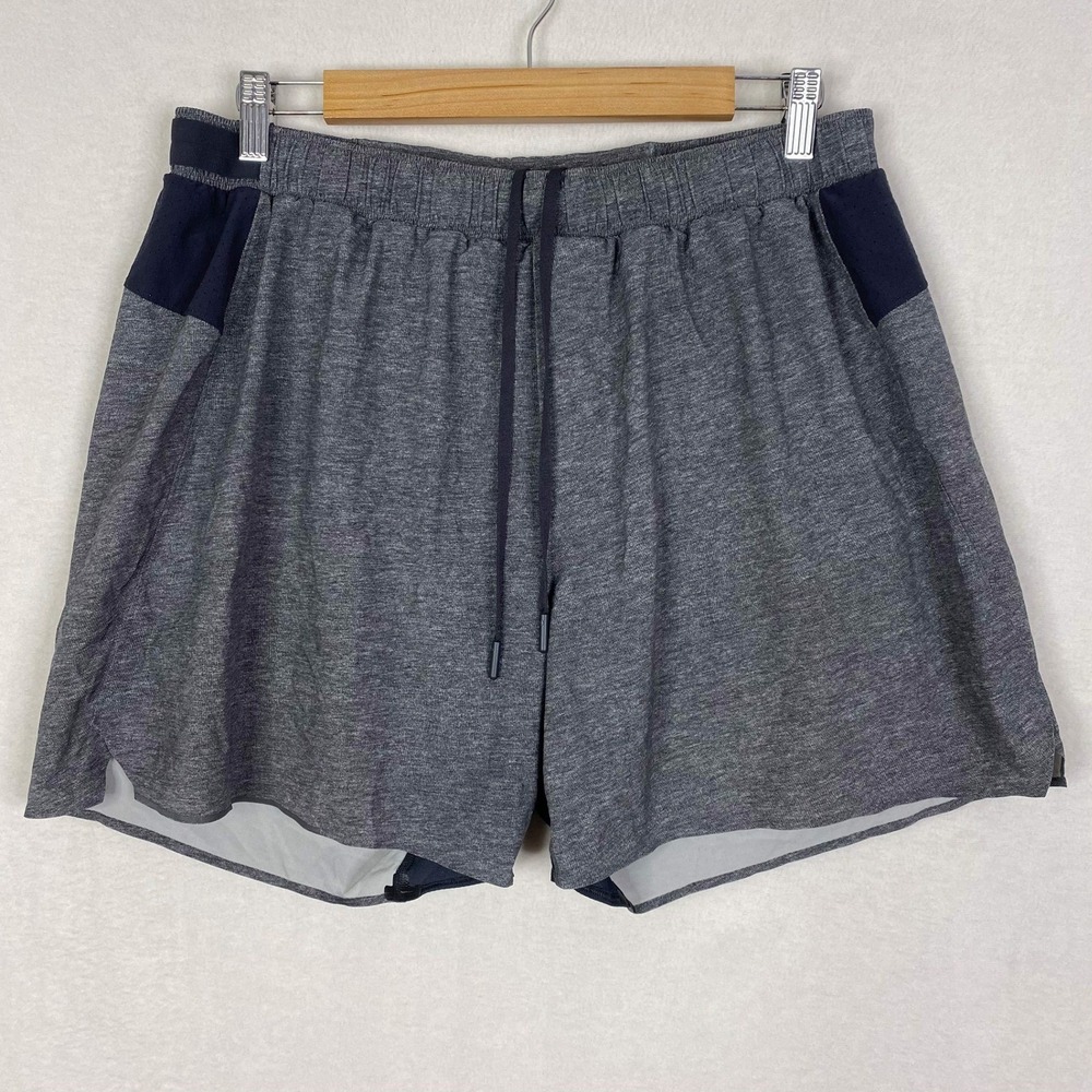 Lululemon Shorts Mens XL Heathered Texture Printed Greyt Deep Coal Surge‎ Lined